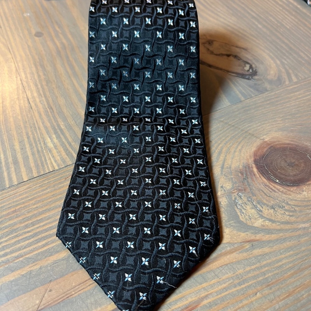 Stafford Mens Necktie 100% Silk Geometric Floral Black One Size